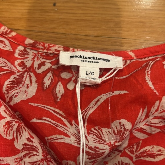 beachlunchlounge Pink and Red Peplum Cap Sleeve Blouse - Picture 3 of 3